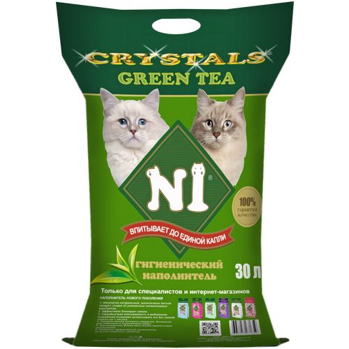 Впитывающий наполнитель N1 Crystals Green Tea, 30л, 1 шт. фотография