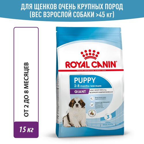 Сухой корм Royal Canin Giant Puppy (Джайнт Паппи) для щенков очень крупных пород до 8 месяцев, 15 кг фотография