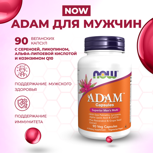 ADAM мультивитамины для мужчин NOW Foods, 90 растительных капсул фотография