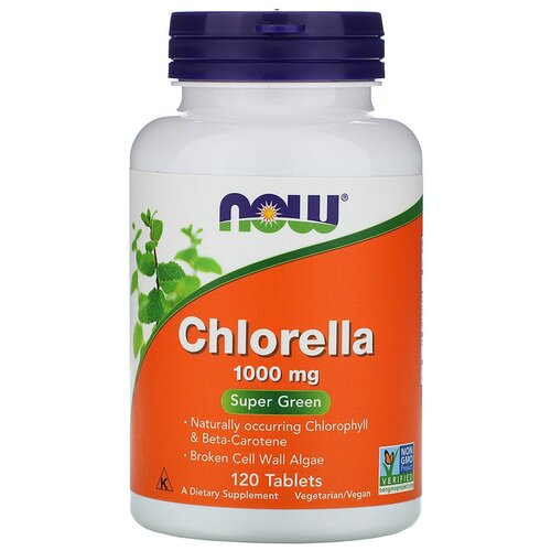 Таблетки NOW Chlorella 1000 мг, 210 г, 1000 мг, 120 шт. фотография