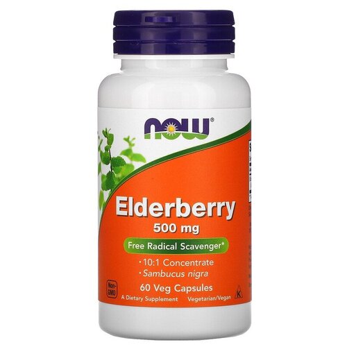 Капсулы NOW Elderberry 500 мг, 80 г, 500 мг, 60 шт. фотография