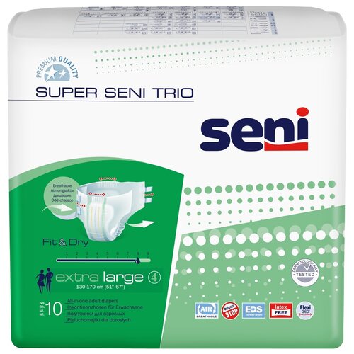 Подгузники для взрослых Super Seni trio extra large (обхват 130-170 см) 10 шт. купить за 3179 руб, фото