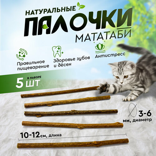 Игрушка для кошек, палочки Мататаби для чистки зубов котикам (5 штук в наборе) фотография