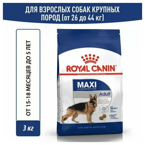 Royal Canin Maxi Adult 26 Сухой корм для собак крупных размеров в возрасте от 15 месяцев до 5 лет, 3 кг фотография