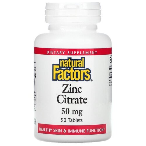 Таблетки Natural Factors Zinc Citrate, 70 г, 50 мг, 90 шт. фотография