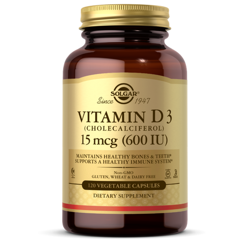 Vitamin D3 (Витамин Д3) 15 мкг (600 IU) 120 вегетарианских капсул (Solgar) фотография