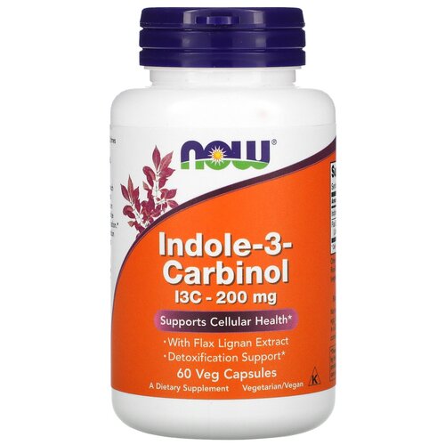 NOW Foods, Indole-3-Carbinol, индол 3-карбинол, 200 мг, 60 растительных капсул фотография