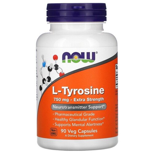 Капсулы NOW L-Tyrosine Extra Strength, 160 г, 750 мг, 90 шт. фотография