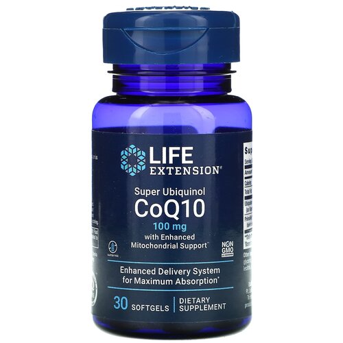 Капсулы Life Extension Super Ubiquinol CoQ10 with Enhanced Mitochondrial Support, 50 г, 100 мг, 30 шт. фотография