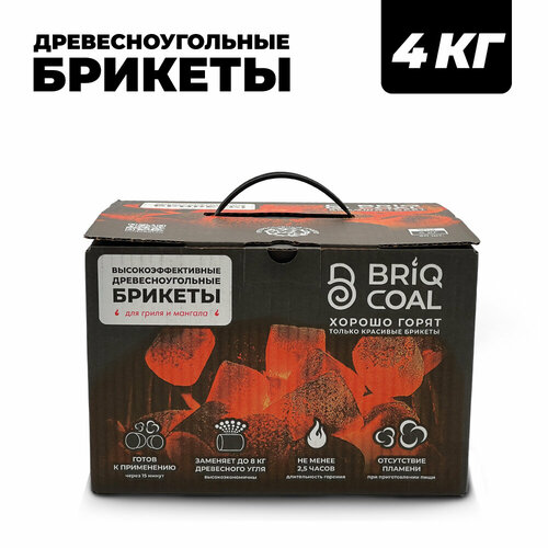 BriqBOX 4 кг - Высокоэффективные Древесноугольные Брикеты BRIQCOAL купить за 960 руб, фото