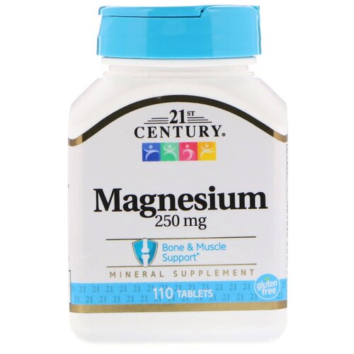 Таблетки 21st Century Magnesium, 150 г, 250 мл, 250 мг, 110 шт. фотография