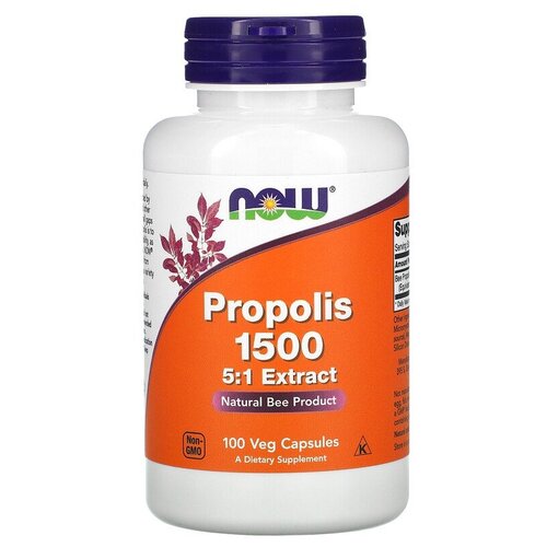 Капсулы NOW Propolis 1500 (5:1 Extract), 110 г, 100 шт. фотография