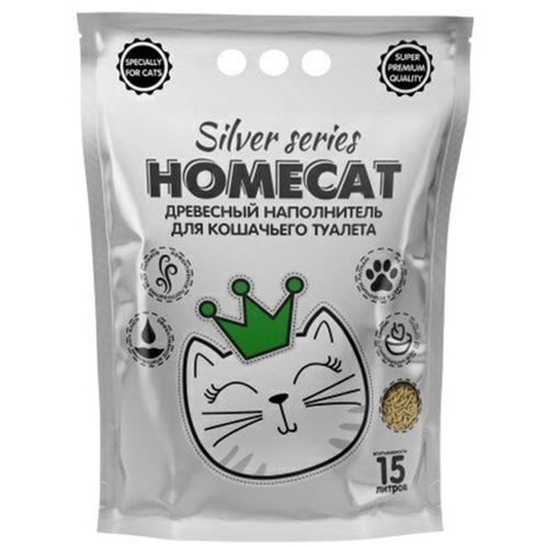 Наполнитель Homecat Silver Series премиум древесный для кошек (3 кг (15 л)) фотография