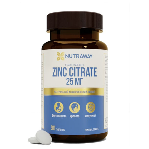 Капсулы NUTRAWAY Zinc Citrate, 25 мг, 90 шт. фотография