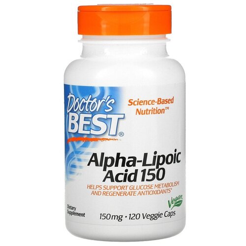 Капсулы Doctor's Best Alpha-Lipoic acid 150, 80 г, 80 мл, 150 мг, 120 шт. купить за 3249 руб, фото