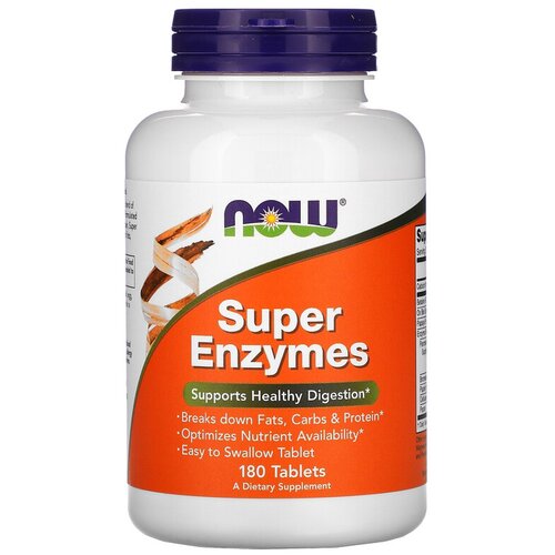 Таблетки NOW Super Enzymes, 250 г, 180 шт. купить за 4060 руб, фото