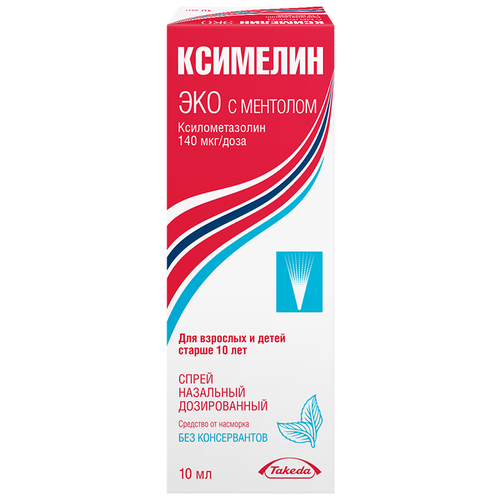 Ксимелин Эко с ментолом спрей наз. дозир. фл., 140 мкг/доза, 10 мл купить за 176 руб, фото