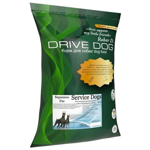 DRIVE DOG Service Dogs 15кг полнорационный сухой корм для служебных собак баранина с рисом фотография