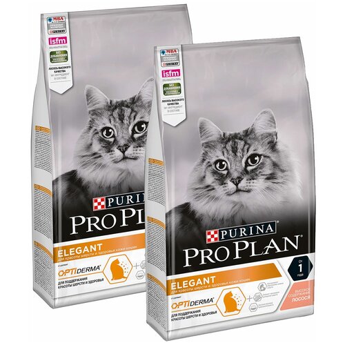 PRO PLAN CAT ELEGANT для взрослых кошек с чувствительной кожей с лососем (1,5 + 1,5 кг) купить за 3950 руб, фото