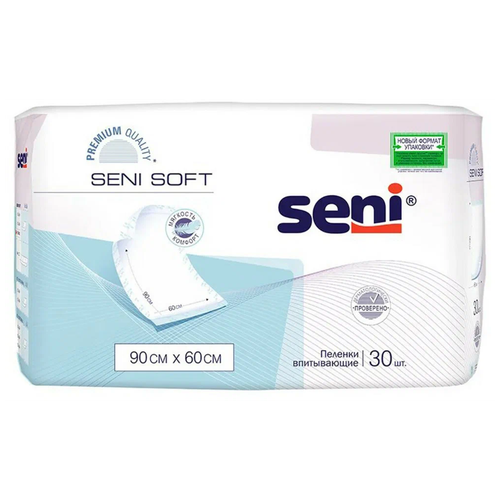 Пеленки Seni Soft медицинские впитывающие одноразовые 90 x 60 cм, 30 шт. купить за 1346 руб, фото