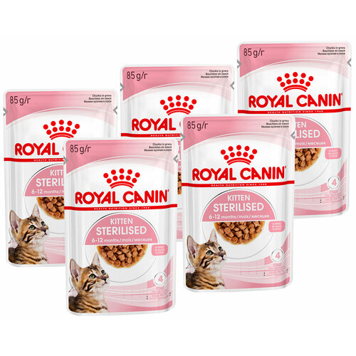 ROYAL CANIN KITTEN STERILISED для кастрированных и стерилизованных котят в соусе пауч 85 гр 85 гр х 5 шт фотография