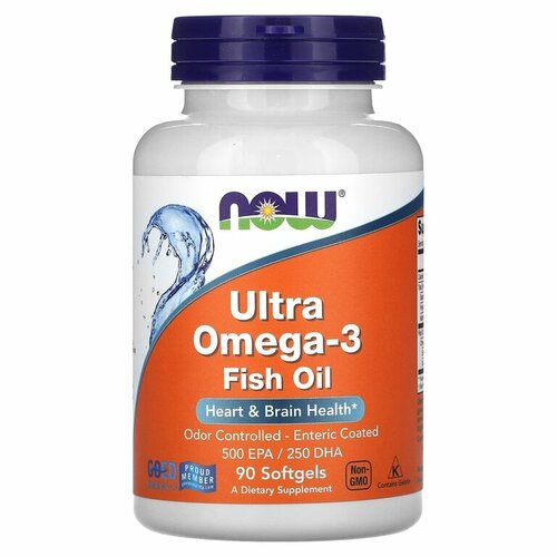 NOW Ultra Omega-3 500 EPA/250 DHA 90 рыбных капсул фотография