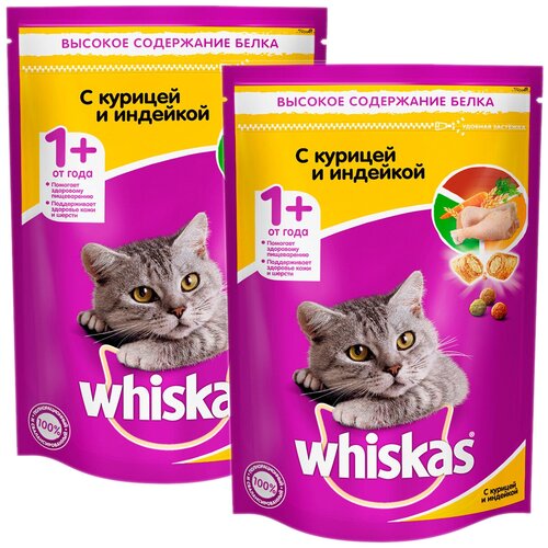 WHISKAS аппетитное ассорти для взрослых кошек с курицей и индейкой с нежным паштетом (0,35 + 0,35 кг) фотография