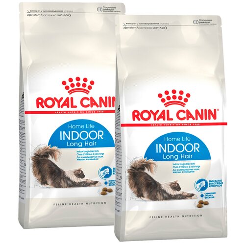 ROYAL CANIN INDOOR LONG HAIR для взрослых кошек живущих дома для вывода шерсти (2 + 2 кг) фотография