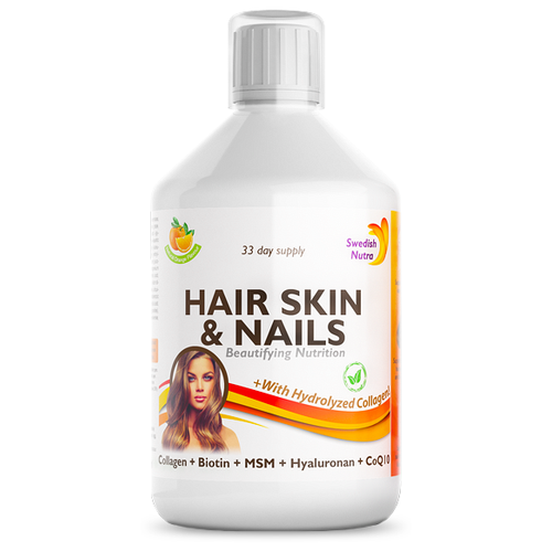 Комплекс витаминов для кожи, волос и ногтей Hair Skin & Nails SWEDISH NUTRA, 500 мл, 33 порции фотография