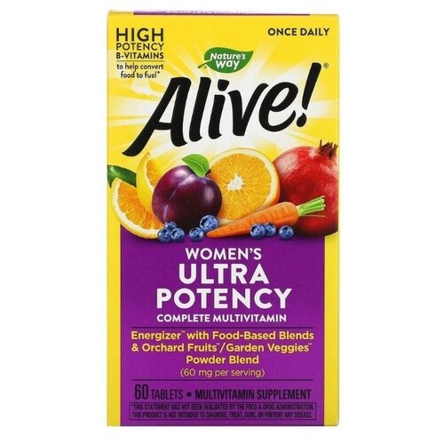 Таблетки Nature's Way Alive! Once Daily Women's Ultra Potency Multi-Vitamin, 230 г, 60 шт. купить за 3705 руб, фото