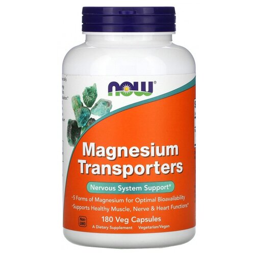 Капсулы NOW Magnesium Transporters, 200 г, 180 шт. фотография