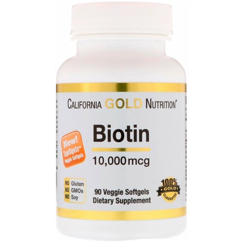 California Gold Nutrition Biotin (Биотин) 10000 мкг 90 вег. капсул фотография