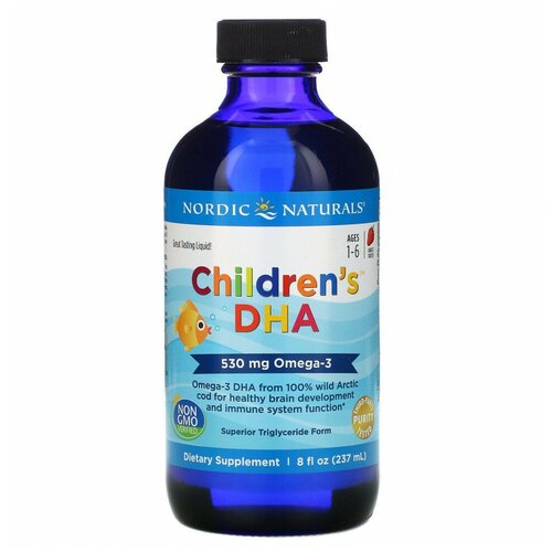 Nordic Naturals, ДГК для детей от 1 до 6 лет, со вкусом клубники, 530 мг, 237 мл (8 жидк. унций) купить за 5300 руб, фото