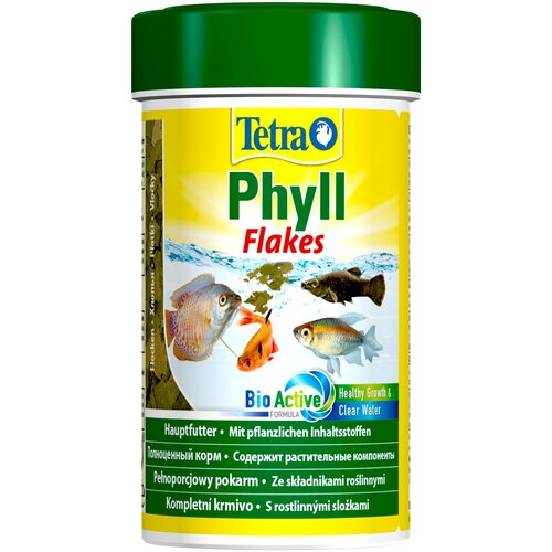 Корм Tetra Phyll Flakes 100 мл (хлопья) для всех видов травоядных рыб фотография