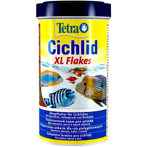 Корм для рыб Tetra Cichlid XL Flakes 500мл крупные хлопья купить за 1280 руб, фото