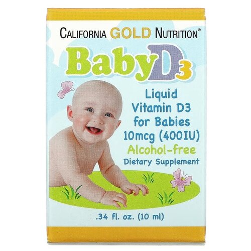 California Gold Nutrition Baby Vitamin D3 Liquid фл., 10 мкг, 10 мл фотография