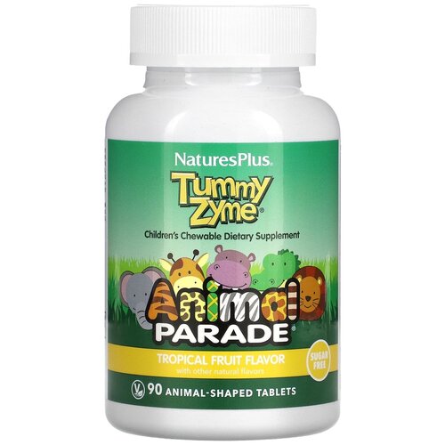 Tummy Zyme с активными ферментами, цельными продуктами и пробиотиками Source of Life, AnimaL Parade, 90 таб, NaturesPlus фотография