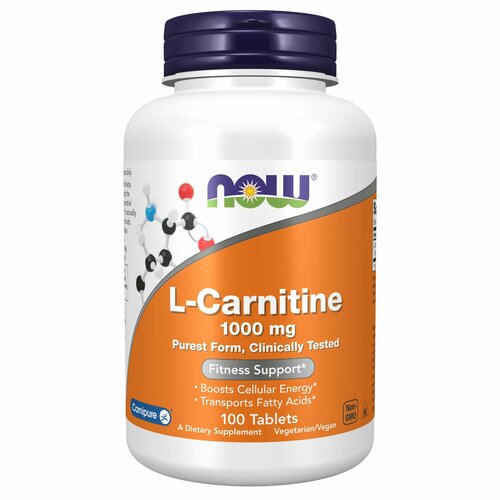 NOW L-Carnitine Tartrate 1000 mg, Карнитин Тартрат 100 таблеток фотография