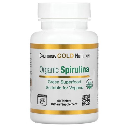 California Gold Nutrition Organic Spirulina таб., 500 мг, 50 г, 60 шт. фотография