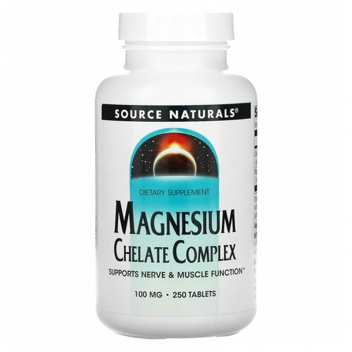 Source Naturals Magnesium Chelate (Магний хелат) 100 мг 250 таблеток купить за 3333 руб, фото