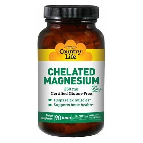 Country Life Chelated Magnesium (Хелатный магний) 250 мг 90 таблеток фотография