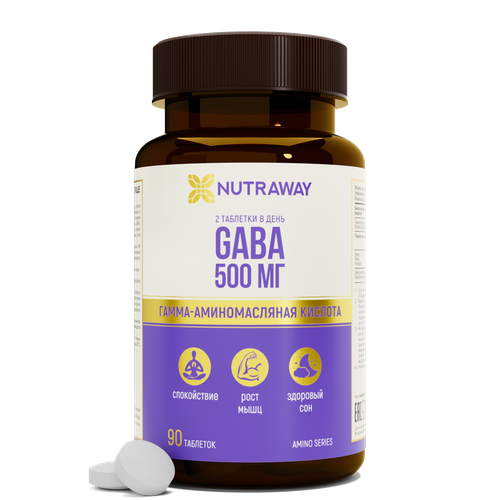 Биологически активная добавка к пище GABA /габа 500mg NUTRAWAY 90 таблеток фотография