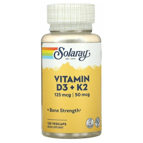 Капсулы Solaray Vitamin D3 + K2, 130 г, 120 шт. фотография