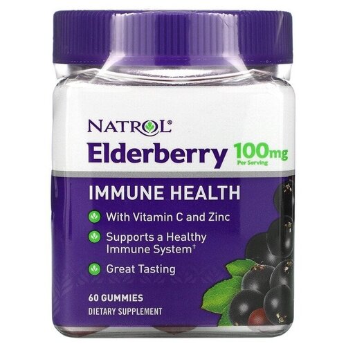 Natrol Elderberry 100 mg 60 gummies/ «Бузина 100 мг», 60 мармеладок фотография