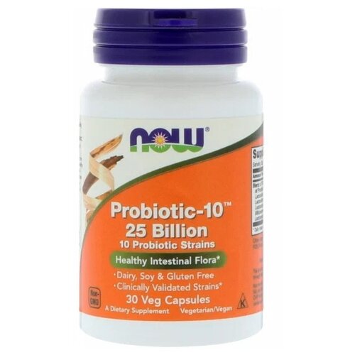 Капсулы NOW Probiotic-10 25 Billion, 150 г, 100 мл, 30 шт. фотография