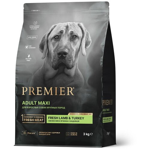 Сухой корм для собак Premier Dog Fresh Lamb&Turkey ADULT MAXI (Свежее мясо ягненка с индейки для взрослых собак крупных пород) 3 кг. фотография