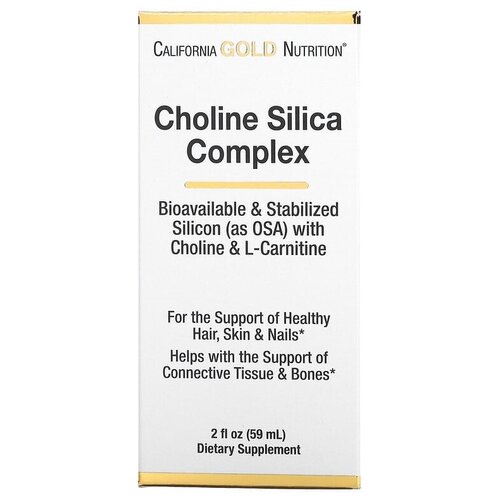 California Gold Nutrition Choline Silica Complex фл., 59 мл, 110 г фотография