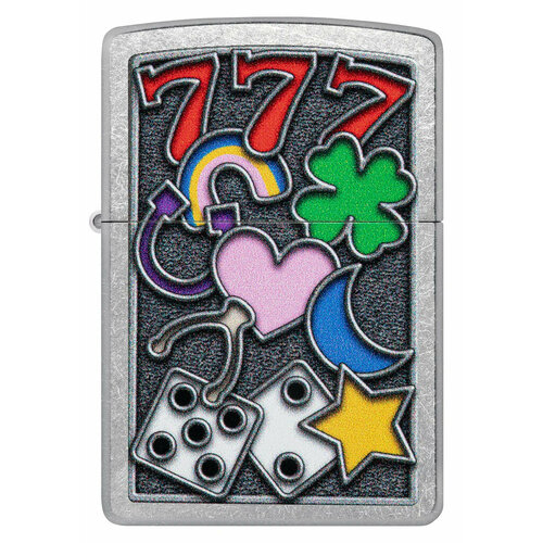 Оригинальная бензиновая зажигалка ZIPPO Classic 48682 All Luck с покрытием Street Chrome - Всем удачи купить за 5143 руб, фото