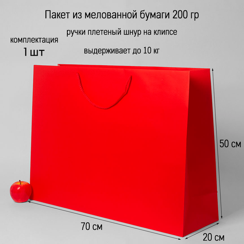 Пакет подарочный большой 70х50х20 красный, бумажный (1шт) фотография