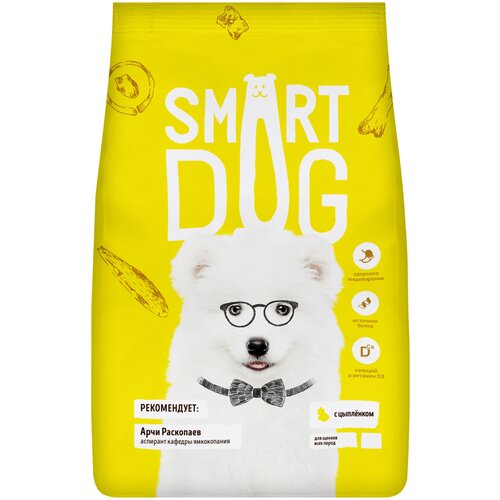 Сухой корм для щенков Smart Dog с цыпленком 1 уп. х 1 шт. х 18000 г купить за 4035 руб, фото